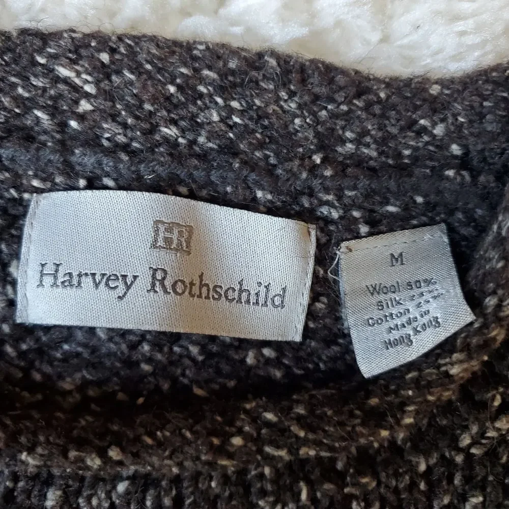 HARVEY ROTHSCHILD Men's Sweater Size Medium Brown‎ Wool / Silk Blend